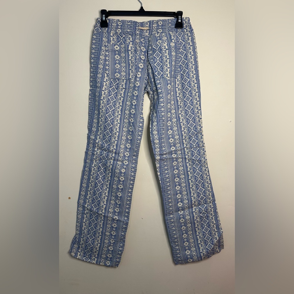 Cali 1850 Printed Linen Pull On Drawstring Beach Pants in Blue Size Small NWT - Picture 4 of 9